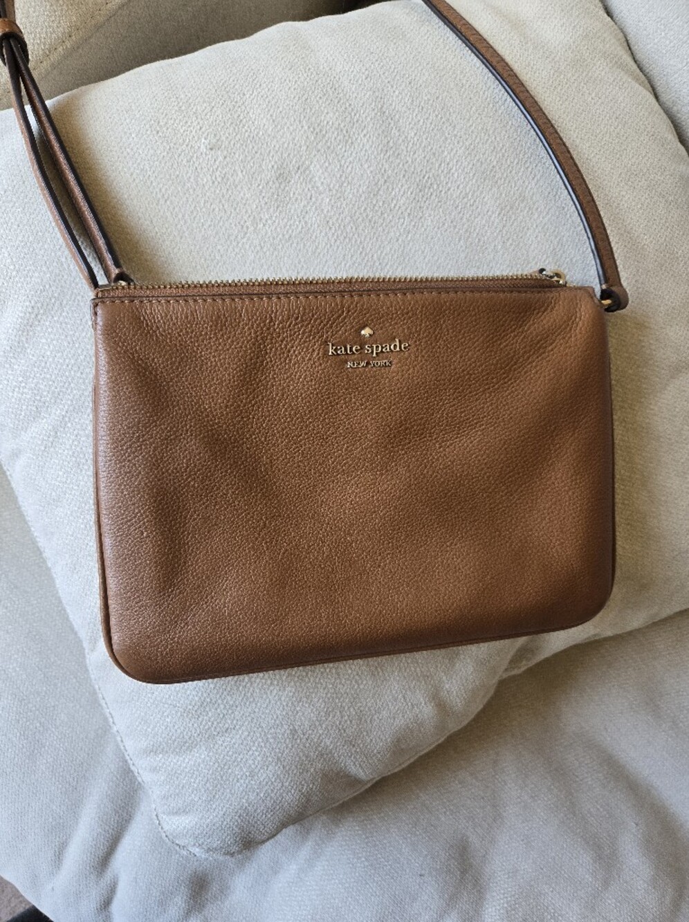 Kate Spade Brown Pebbled Leather Crossbody with Gold Logo - Picture 4 of 14